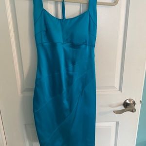 Cache Turquoise Shiny Bodycon Dress, Size 4